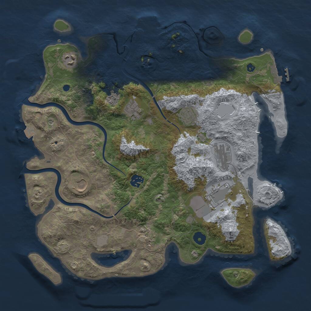 Rust Map: Procedural Map, Size: 3700, Seed: 1325491227, 14 Monuments