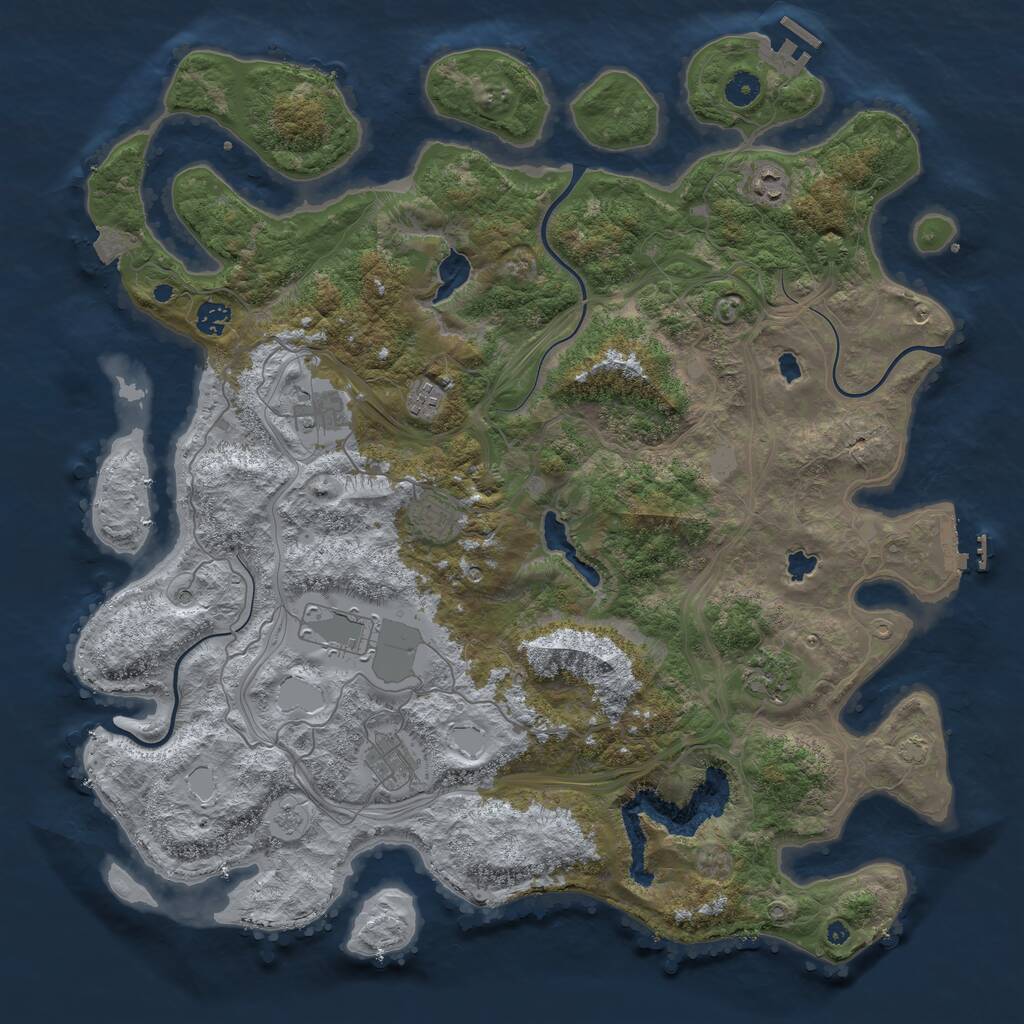 Rust Map: Procedural Map, Size: 4500, Seed: 1561103270, 14 Monuments