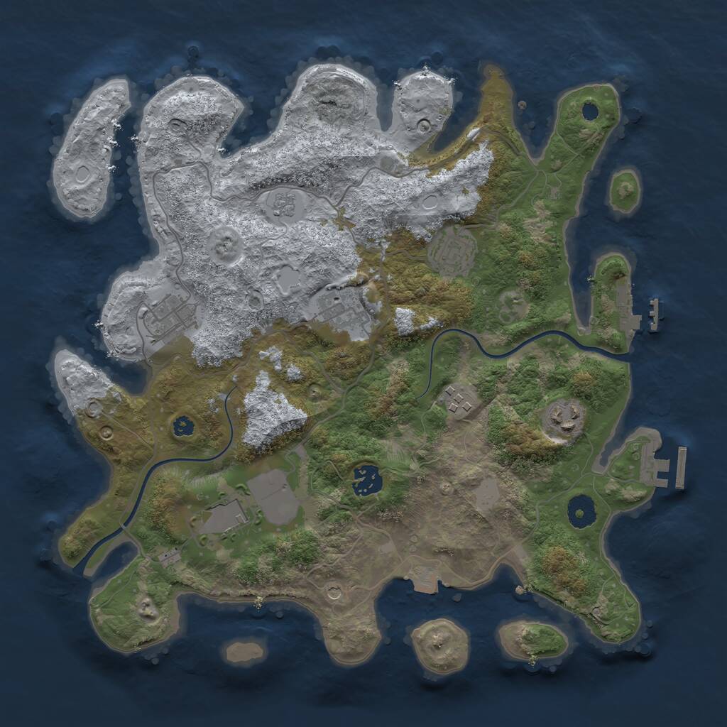 Rust Map: Procedural Map, Size: 3500, Seed: 1710787708, 12 Monuments