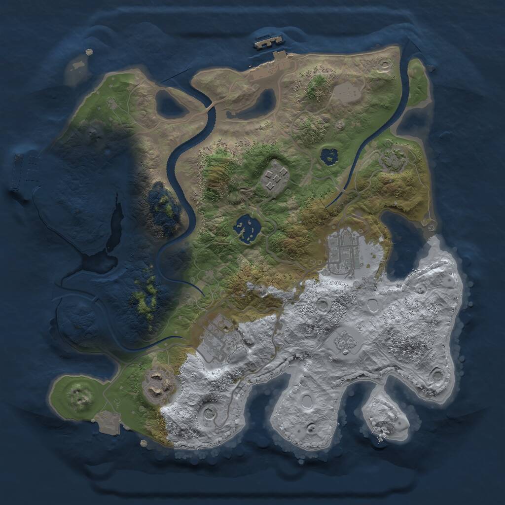 Rust Map: Procedural Map, Size: 2850, Seed: 2053935472, 11 Monuments