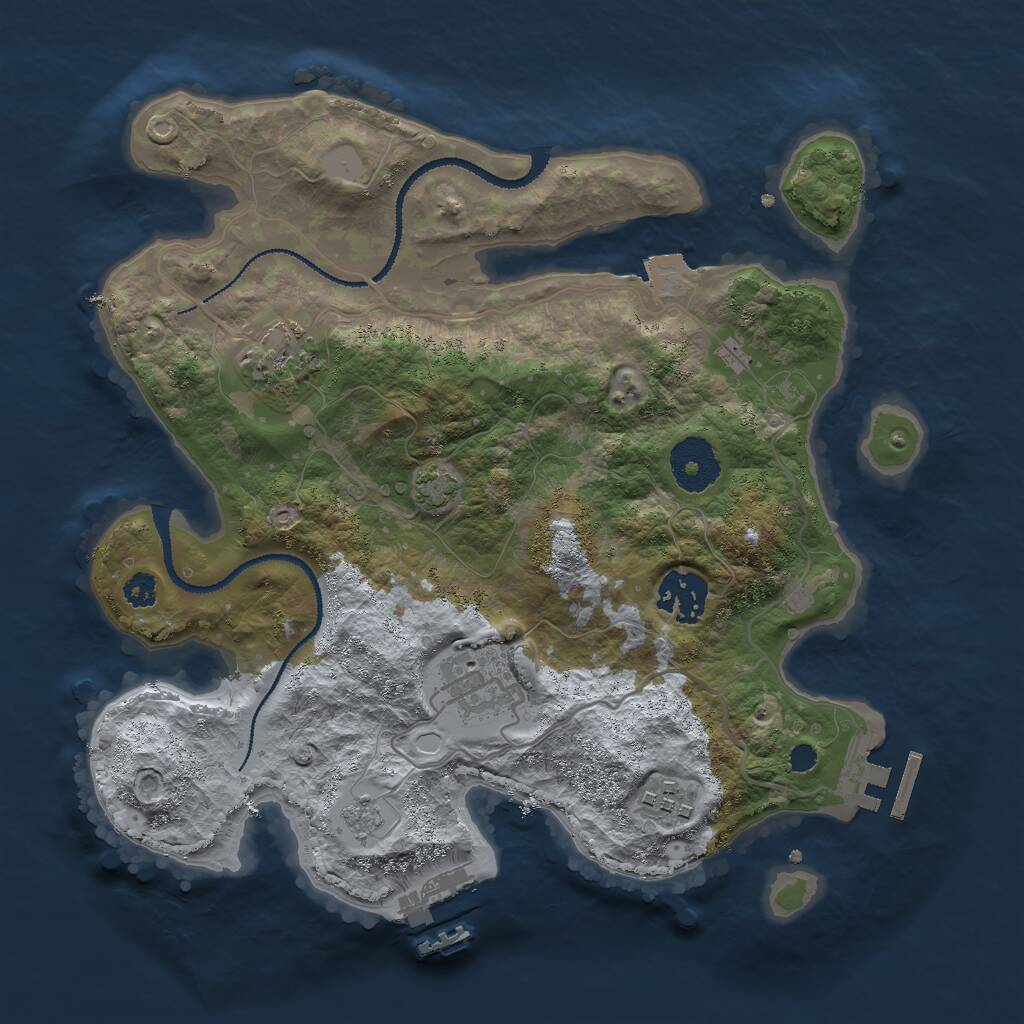 Rust Map: Procedural Map, Size: 3000, Seed: 2823, 9 Monuments