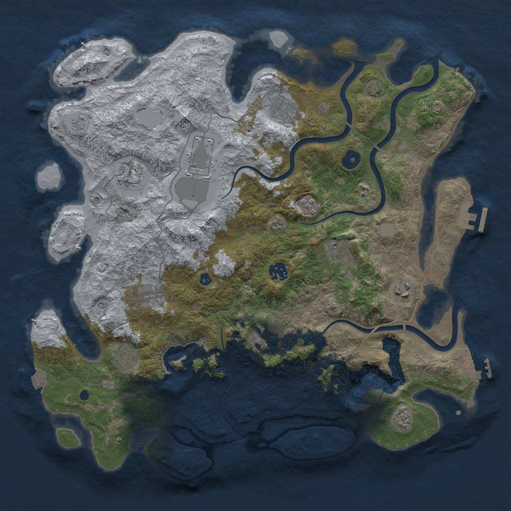 Rust Map: Procedural Map, Size: 4155, Seed: 55, 16 Monuments