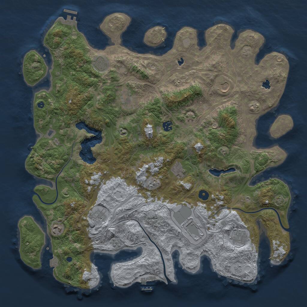 Rust Map: Procedural Map, Size: 4500, Seed: 1996928876, 16 Monuments