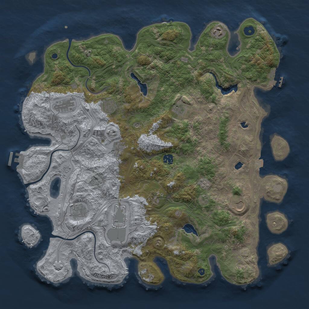 Rust Map: Procedural Map, Size: 4500, Seed: 616946099, 17 Monuments