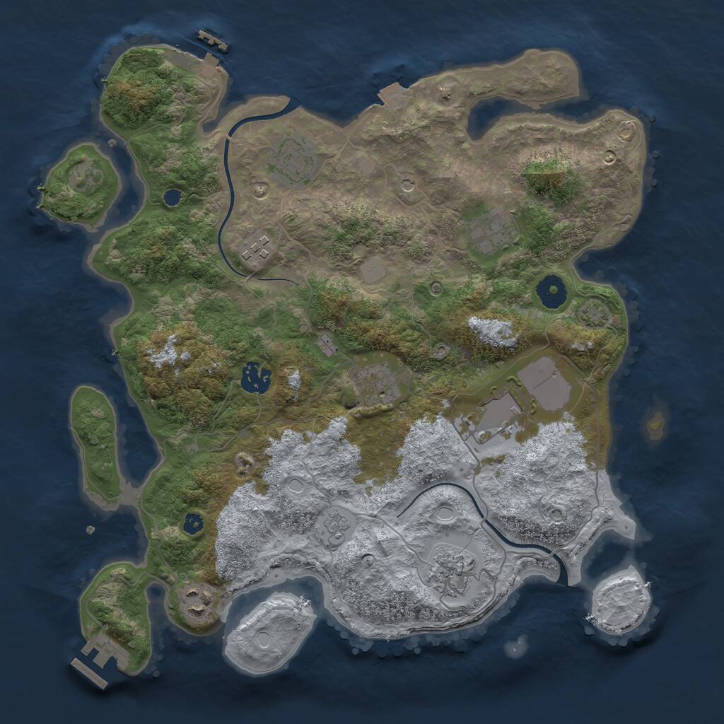 Rust Map: Procedural Map, Size: 3500, Seed: 9699696, 14 Monuments
