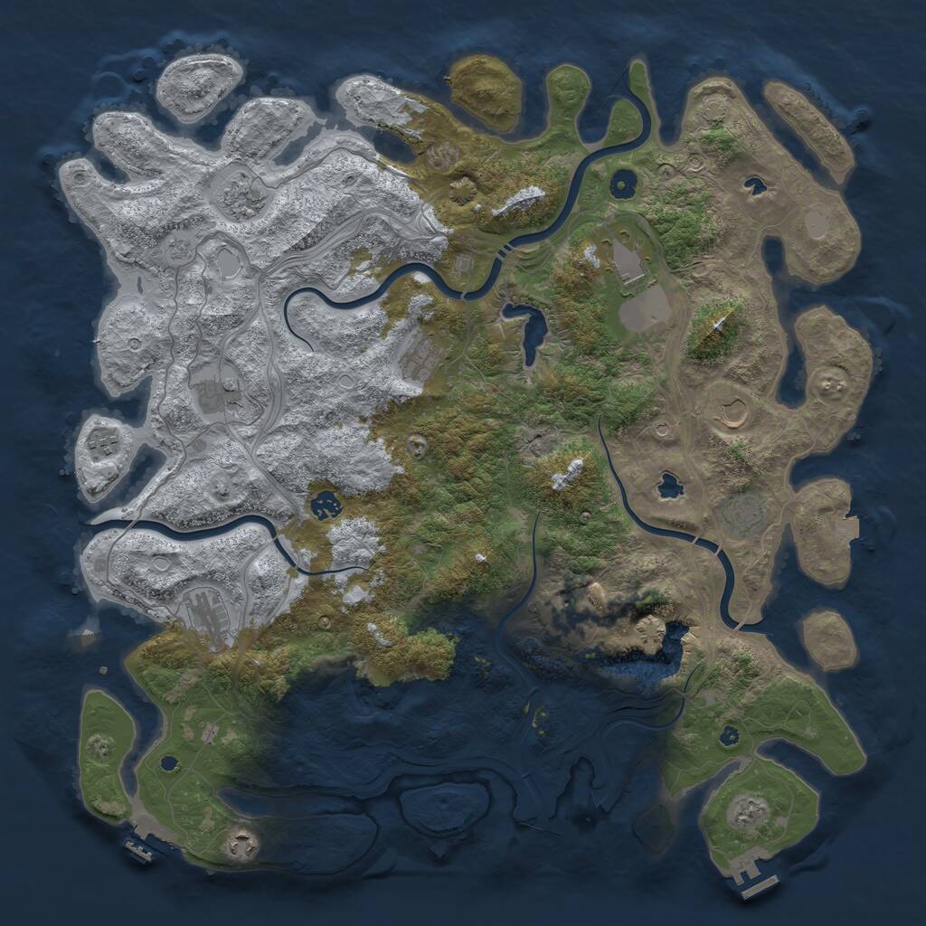 Rust Map: Procedural Map, Size: 4800, Seed: 1206635774, 17 Monuments
