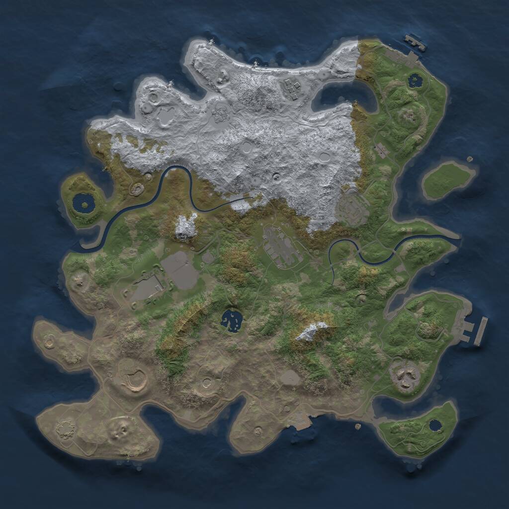 Rust Map: Procedural Map, Size: 3500, Seed: 49419, 13 Monuments