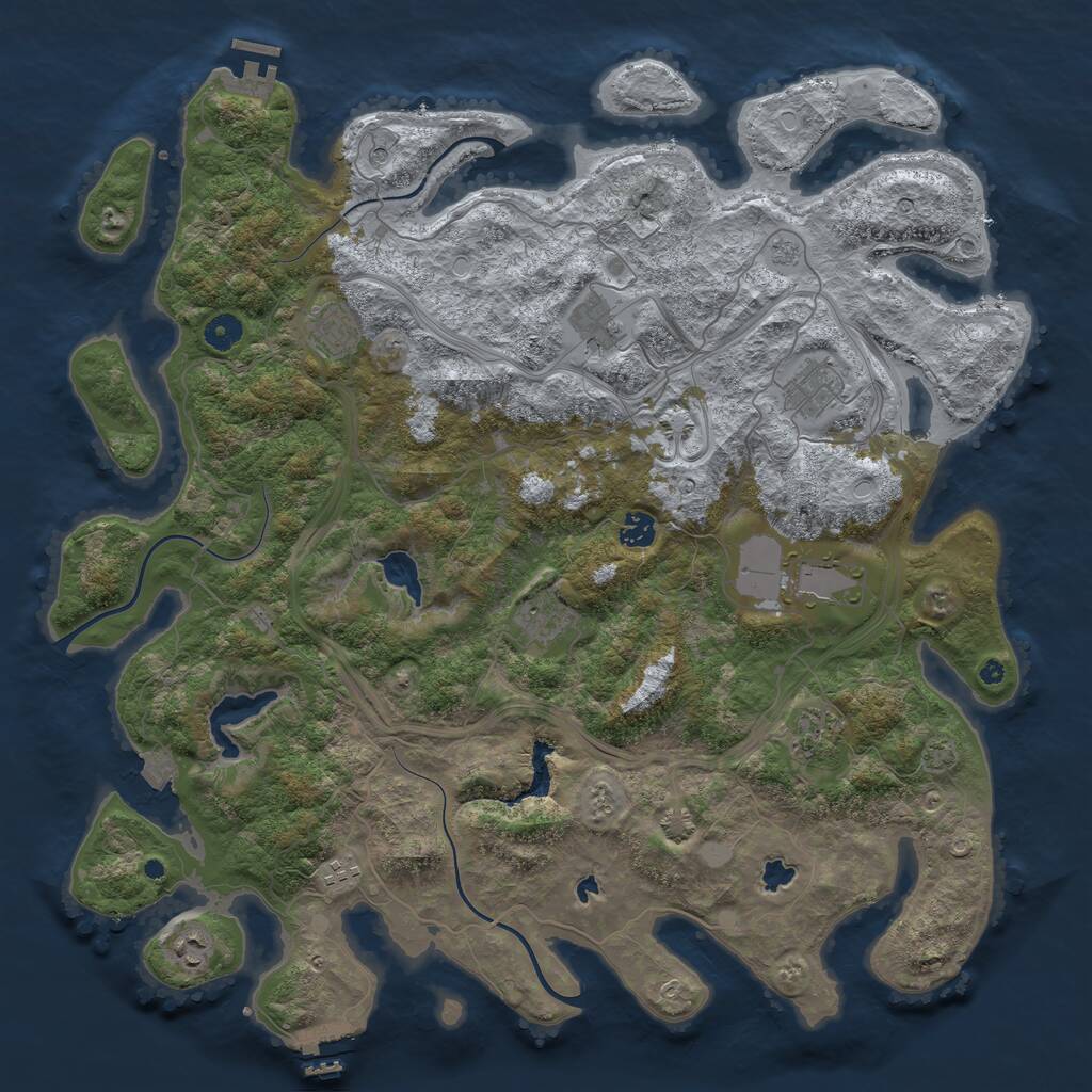 Rust Map: Procedural Map, Size: 4500, Seed: 2107718036, 15 Monuments
