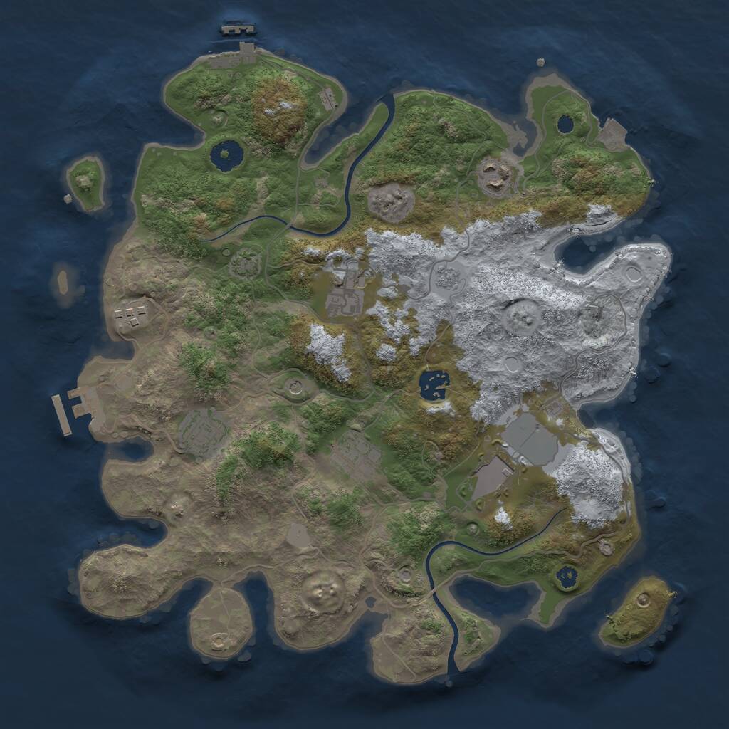 Rust Map: Procedural Map, Size: 3500, Seed: 98165, 13 Monuments