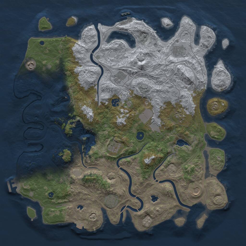 Rust Map: Procedural Map, Size: 4500, Seed: 1793835502, 16 Monuments