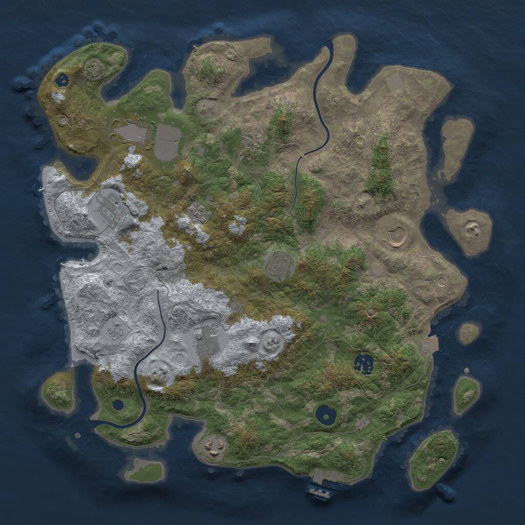 Rust Map: Procedural Map, Size: 3850, Seed: 330546332, 14 Monuments