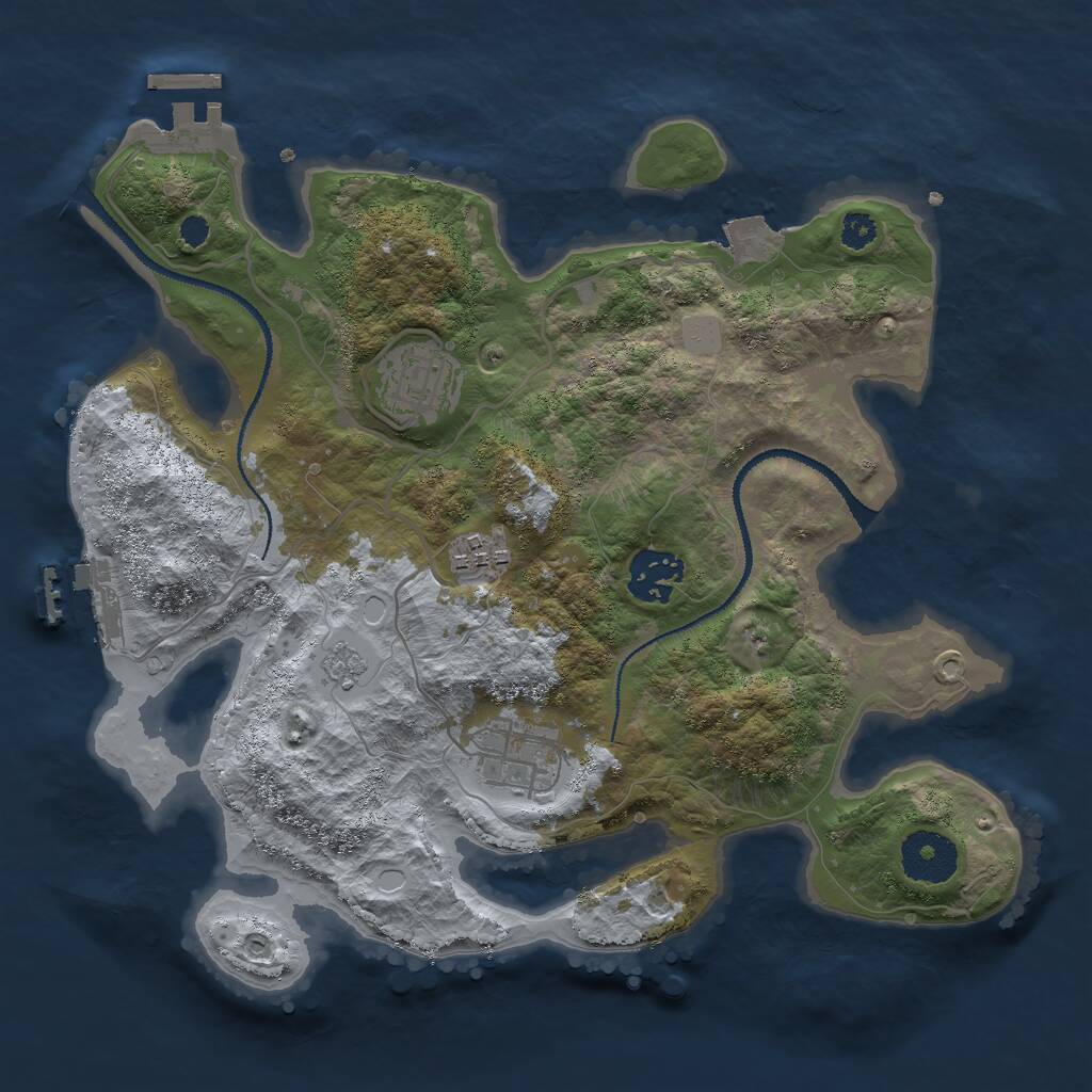 Rust Map: Procedural Map, Size: 3000, Seed: 5081796, 8 Monuments