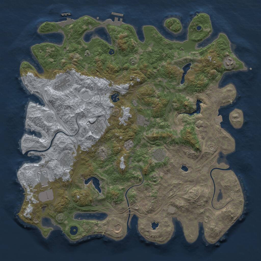 Rust Map: Procedural Map, Size: 4500, Seed: 35050328, 16 Monuments