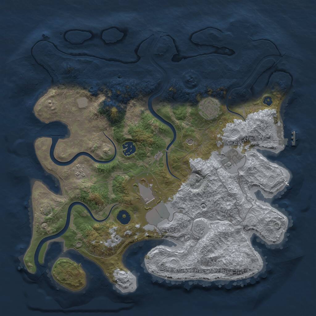 Rust Map: Procedural Map, Size: 3500, Seed: 51483, 11 Monuments