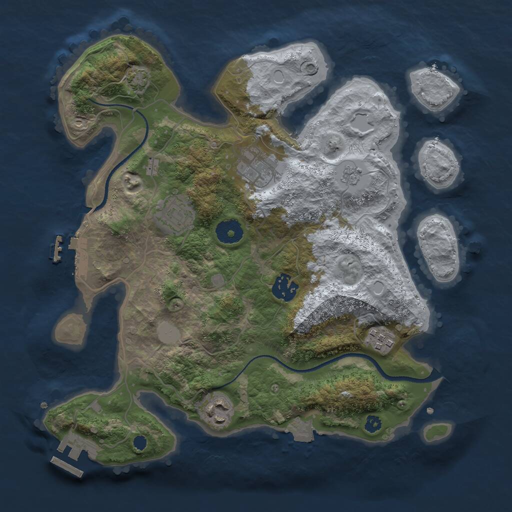 Rust Map: Procedural Map, Size: 3000, Seed: 748329413, 10 Monuments