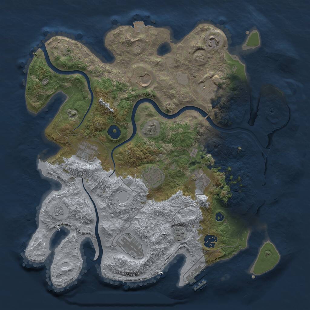 Rust Map: Procedural Map, Size: 3500, Seed: 1303592940, 15 Monuments