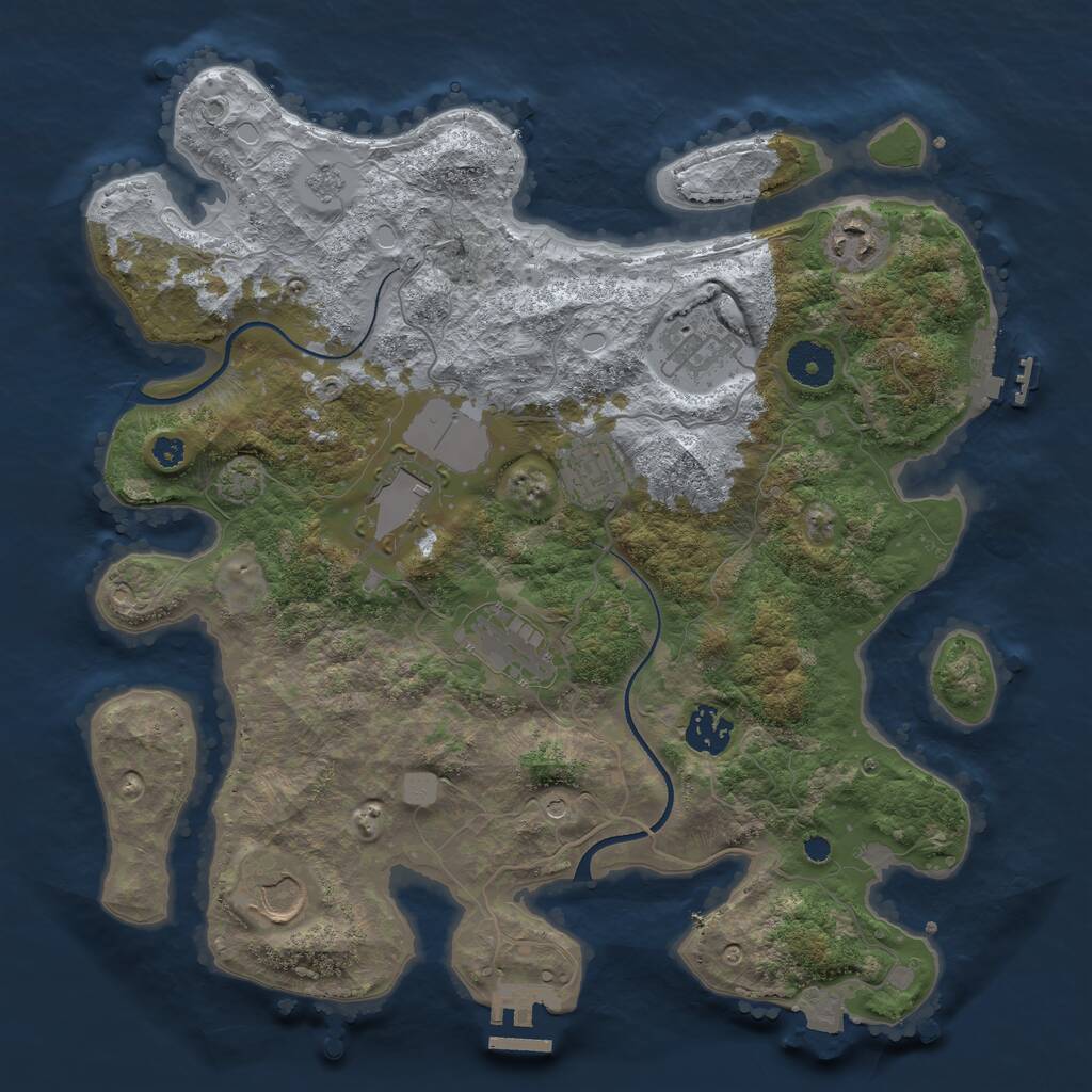 Rust Map: Procedural Map, Size: 3500, Seed: 875583713, 13 Monuments