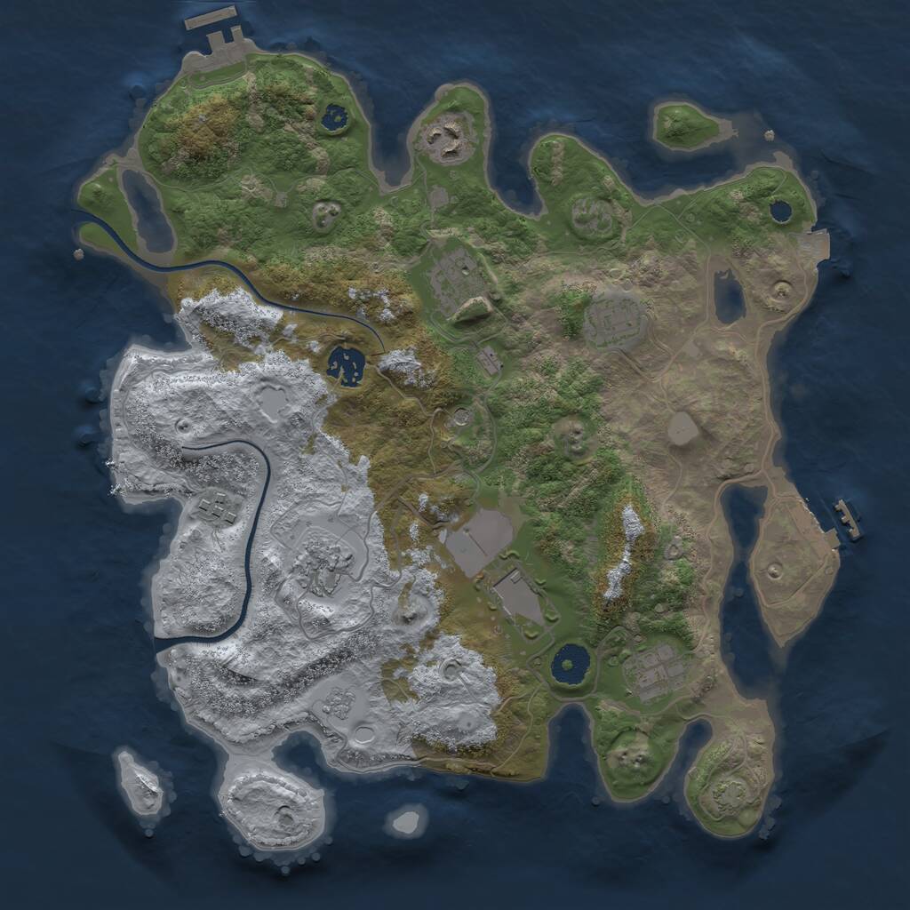 Rust Map: Procedural Map, Size: 3500, Seed: 282786, 14 Monuments
