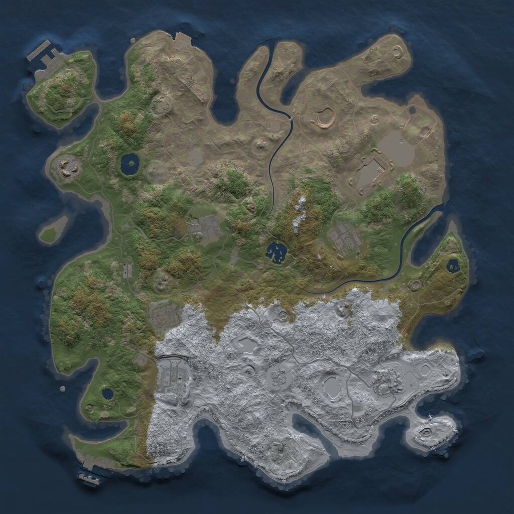 Rust Map: Procedural Map, Size: 3700, Seed: 933975, 15 Monuments