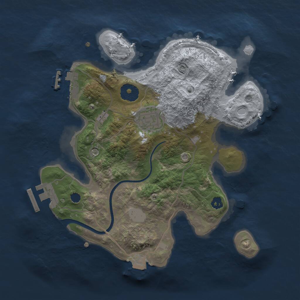 Rust Map: Procedural Map, Size: 2500, Seed: 895776730, 5 Monuments