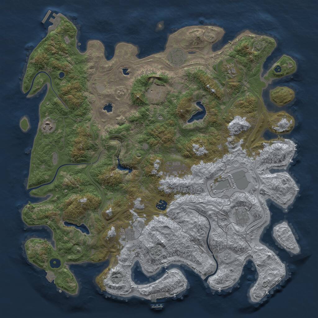 Rust Map: Procedural Map, Size: 4500, Seed: 224337141, 16 Monuments