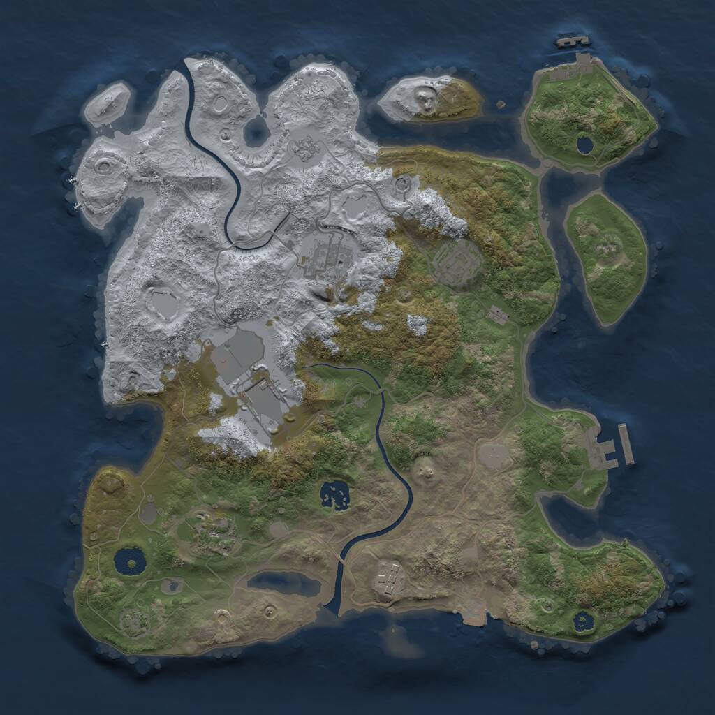 Rust Map: Procedural Map, Size: 3500, Seed: 8341555, 12 Monuments