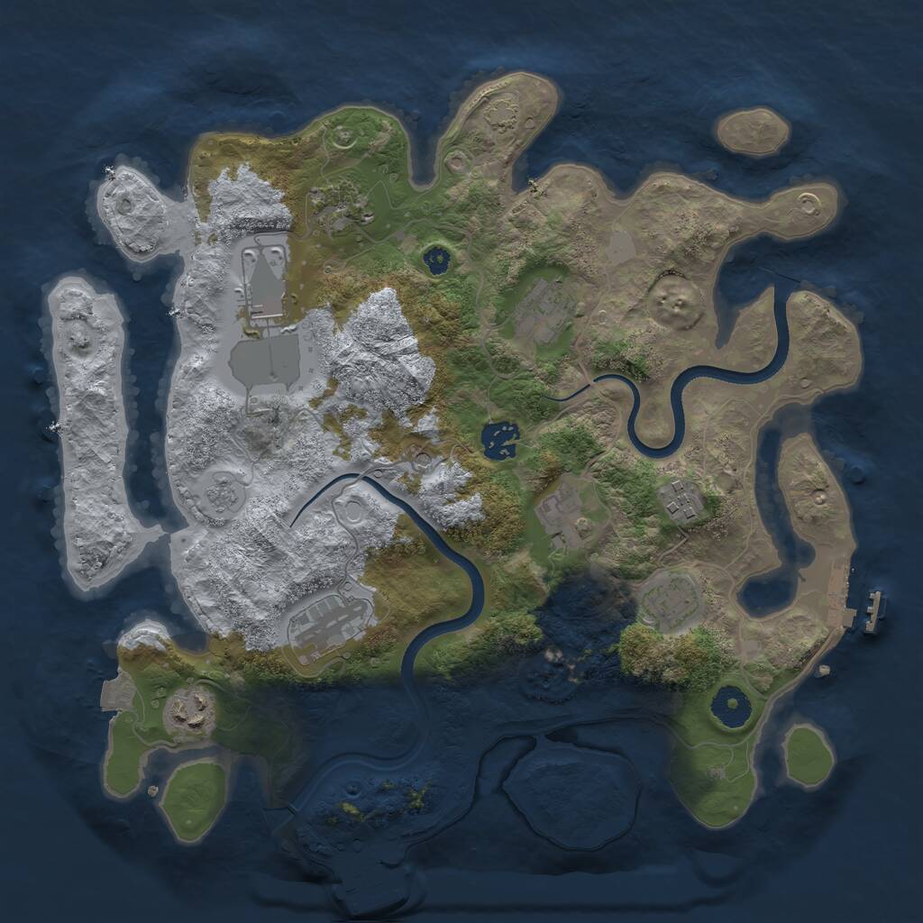 Rust Map: Procedural Map, Size: 3500, Seed: 4040, 15 Monuments