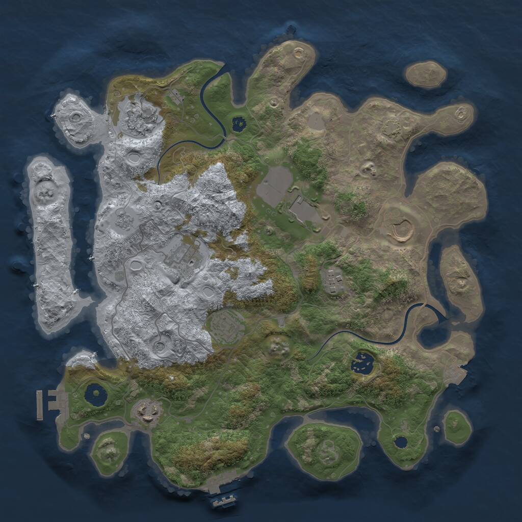 Rust Map: Procedural Map, Size: 3500, Seed: 4040, 14 Monuments