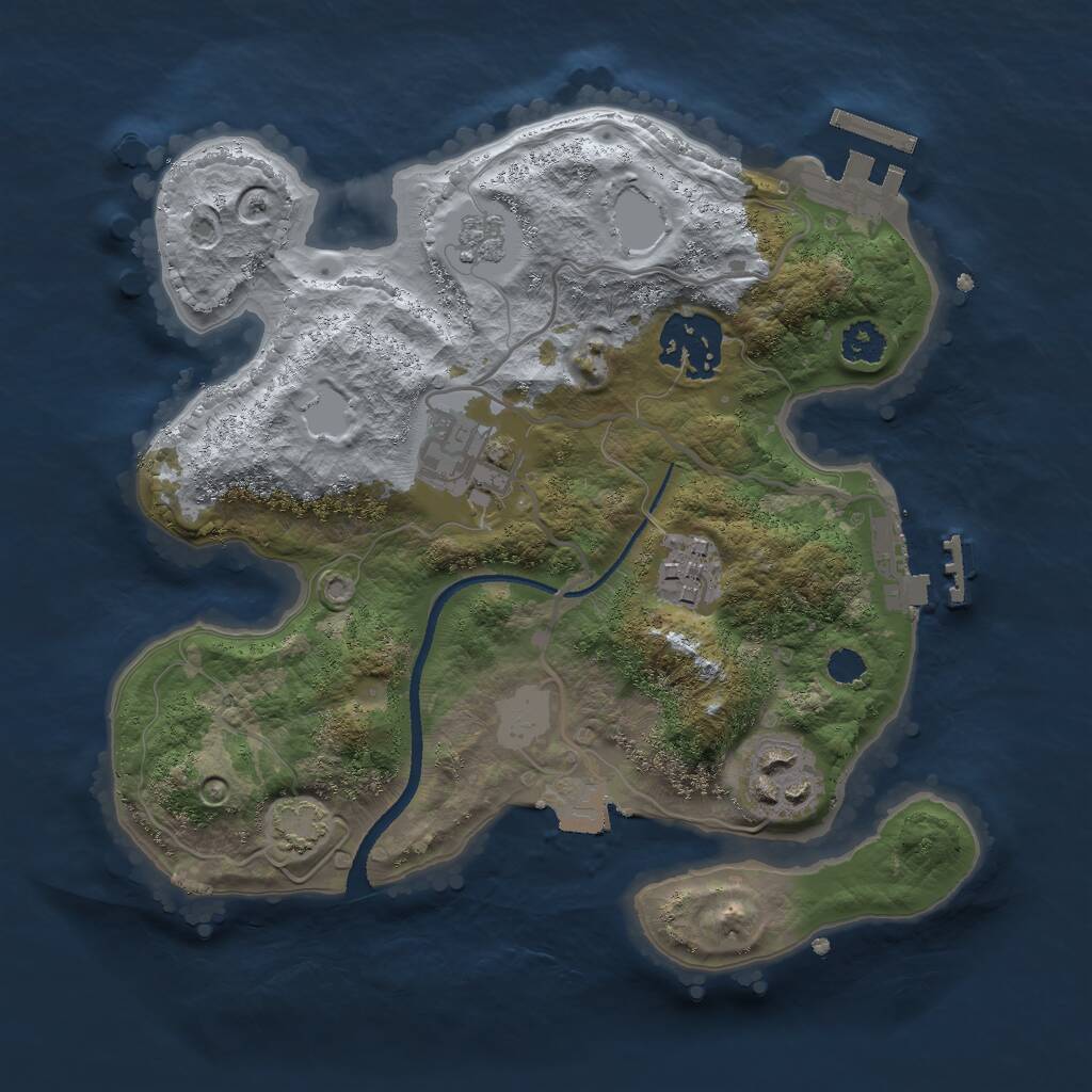 Rust Map: Procedural Map, Size: 2500, Seed: 14392, 9 Monuments