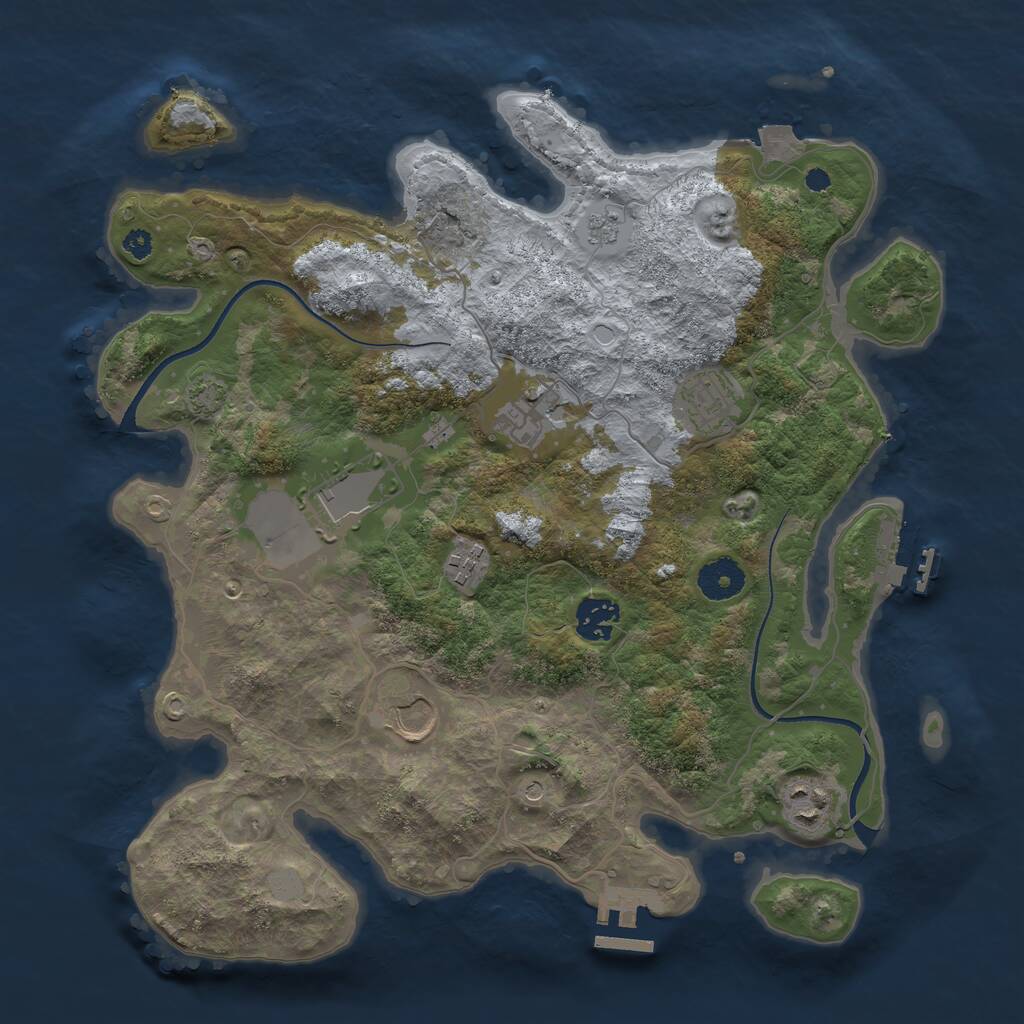 Rust Map: Procedural Map, Size: 3500, Seed: 1346429165, 13 Monuments