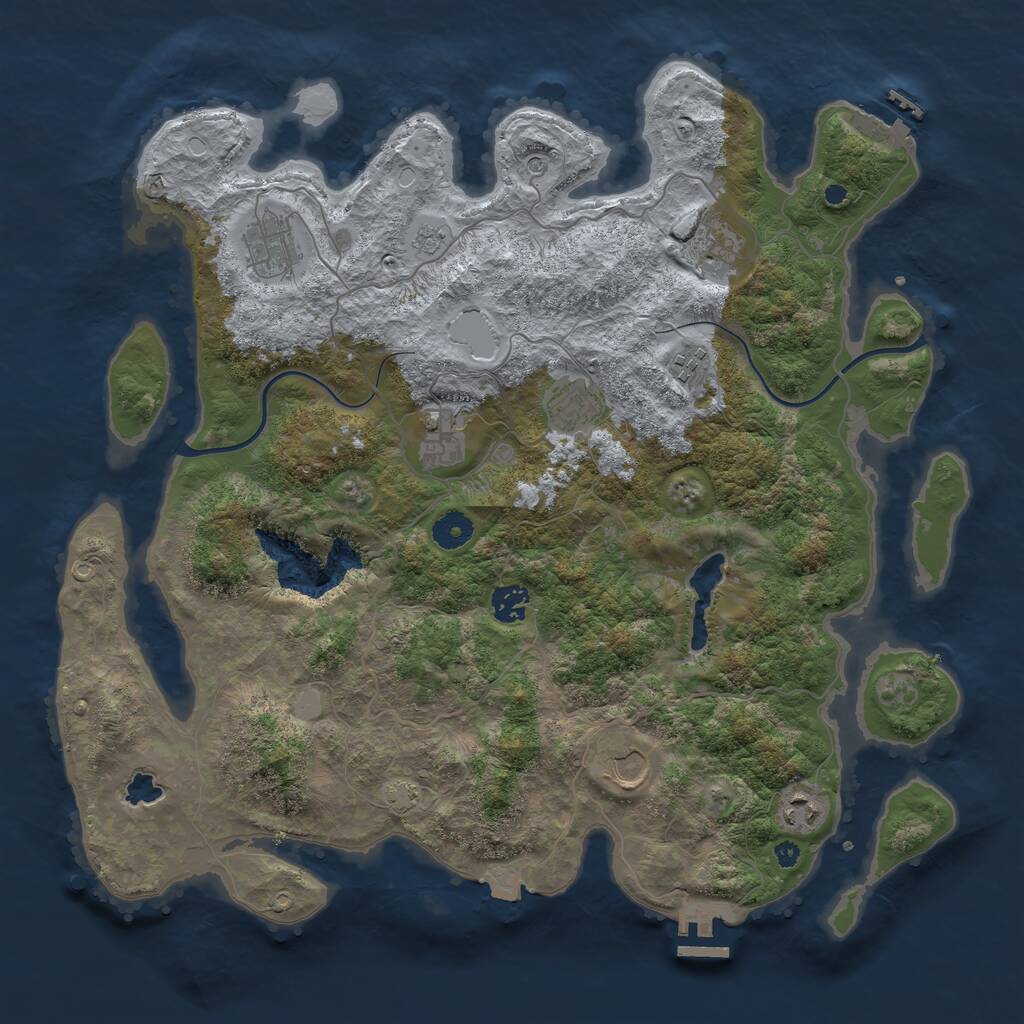 Rust Map: Procedural Map, Size: 4000, Seed: 1107552445, 14 Monuments