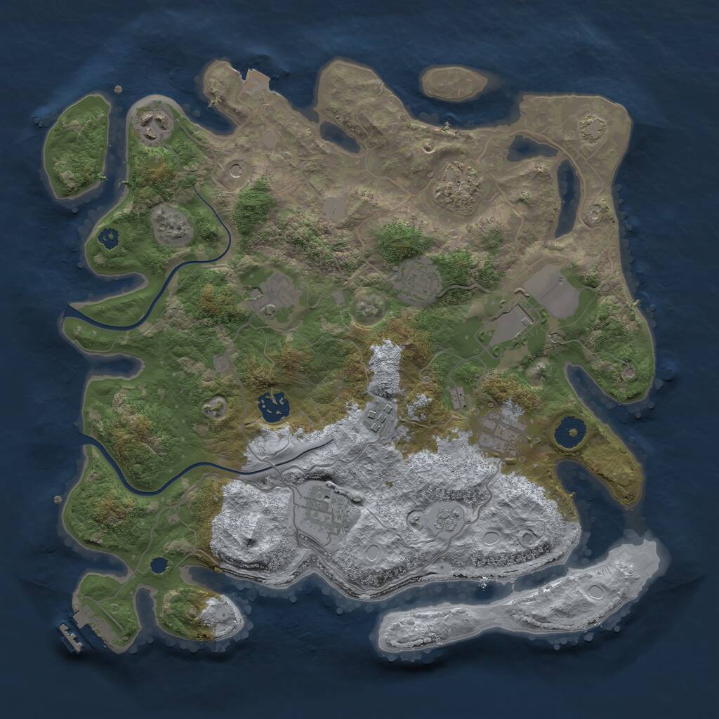 Rust Map: Procedural Map, Size: 3500, Seed: 324231, 14 Monuments