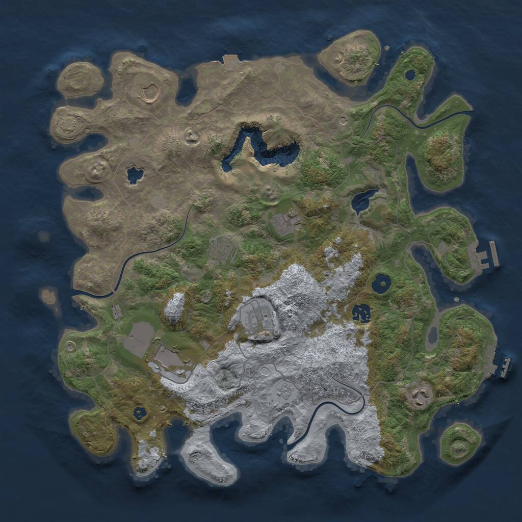 Rust Map: Procedural Map, Size: 4050, Seed: 1593127783, 13 Monuments