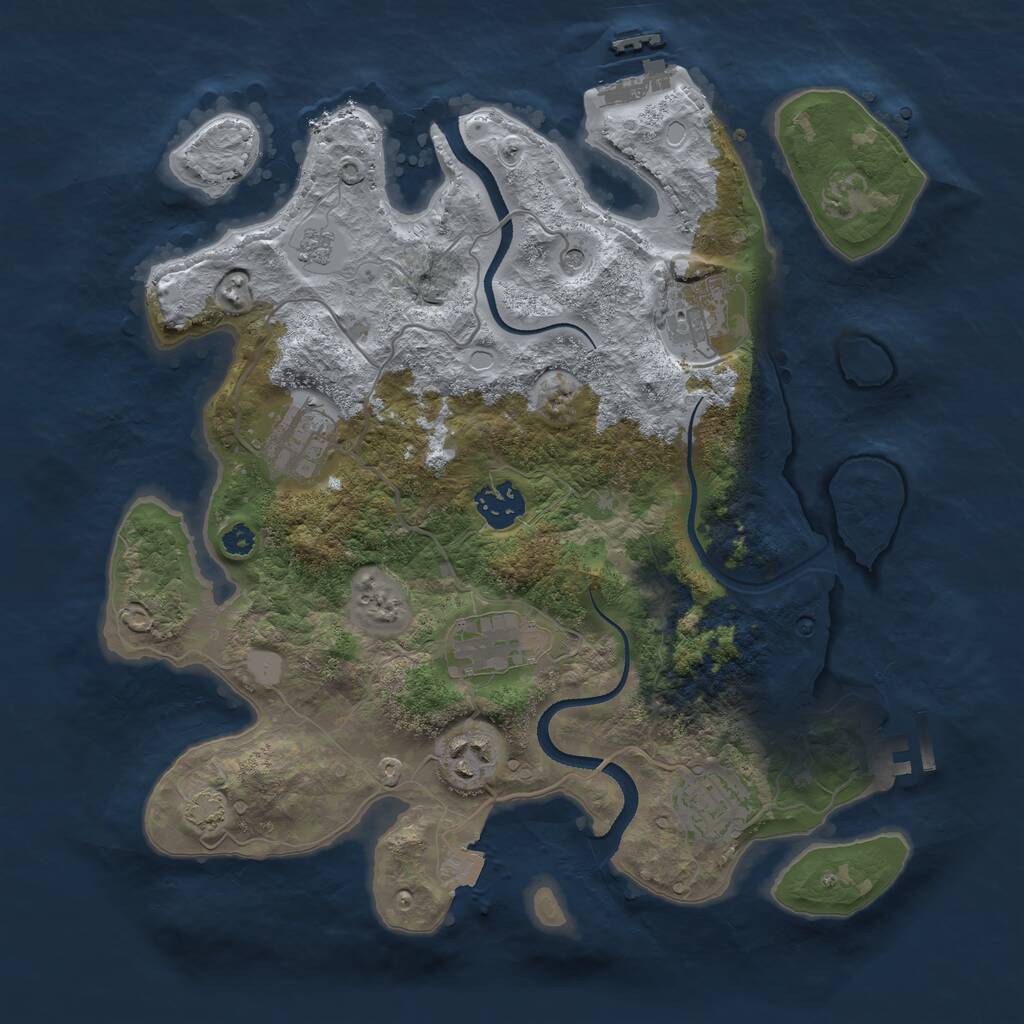 Rust Map: Procedural Map, Size: 3300, Seed: 680690801, 12 Monuments