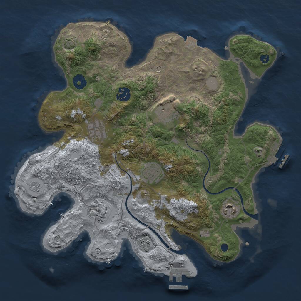 Rust Map: Procedural Map, Size: 3200, Seed: 65788972, 13 Monuments