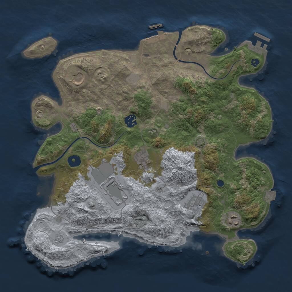 Rust Map: Procedural Map, Size: 3500, Seed: 20178, 12 Monuments