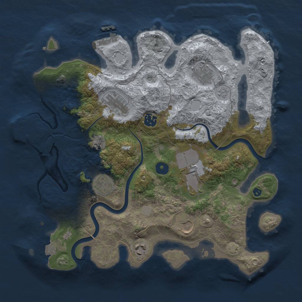 Rust Map: Procedural Map, Size: 3500, Seed: 1777499601, 14 Monuments