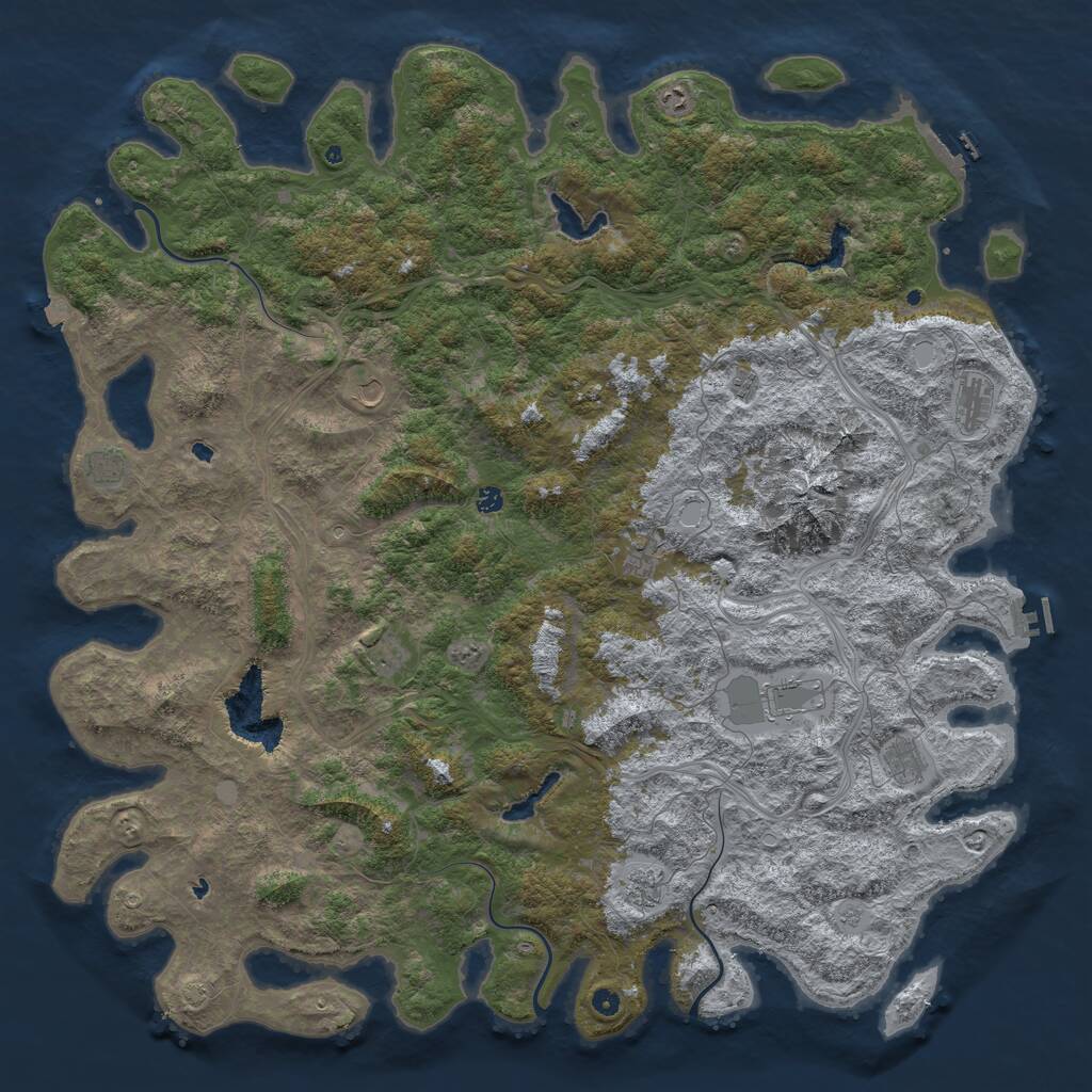 Rust Map: Procedural Map, Size: 6000, Seed: 21275, 17 Monuments