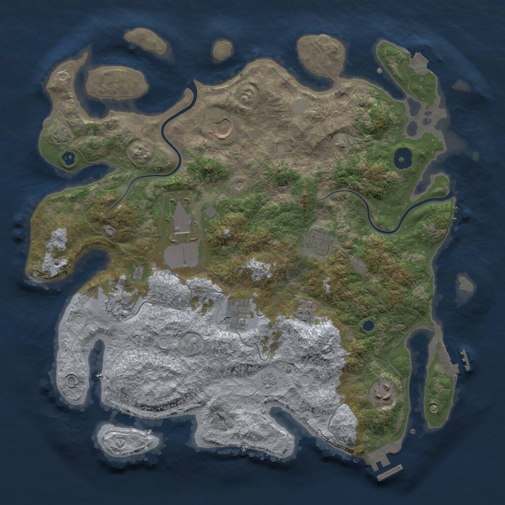 Rust Map: Procedural Map, Size: 3750, Seed: 616964433, 13 Monuments