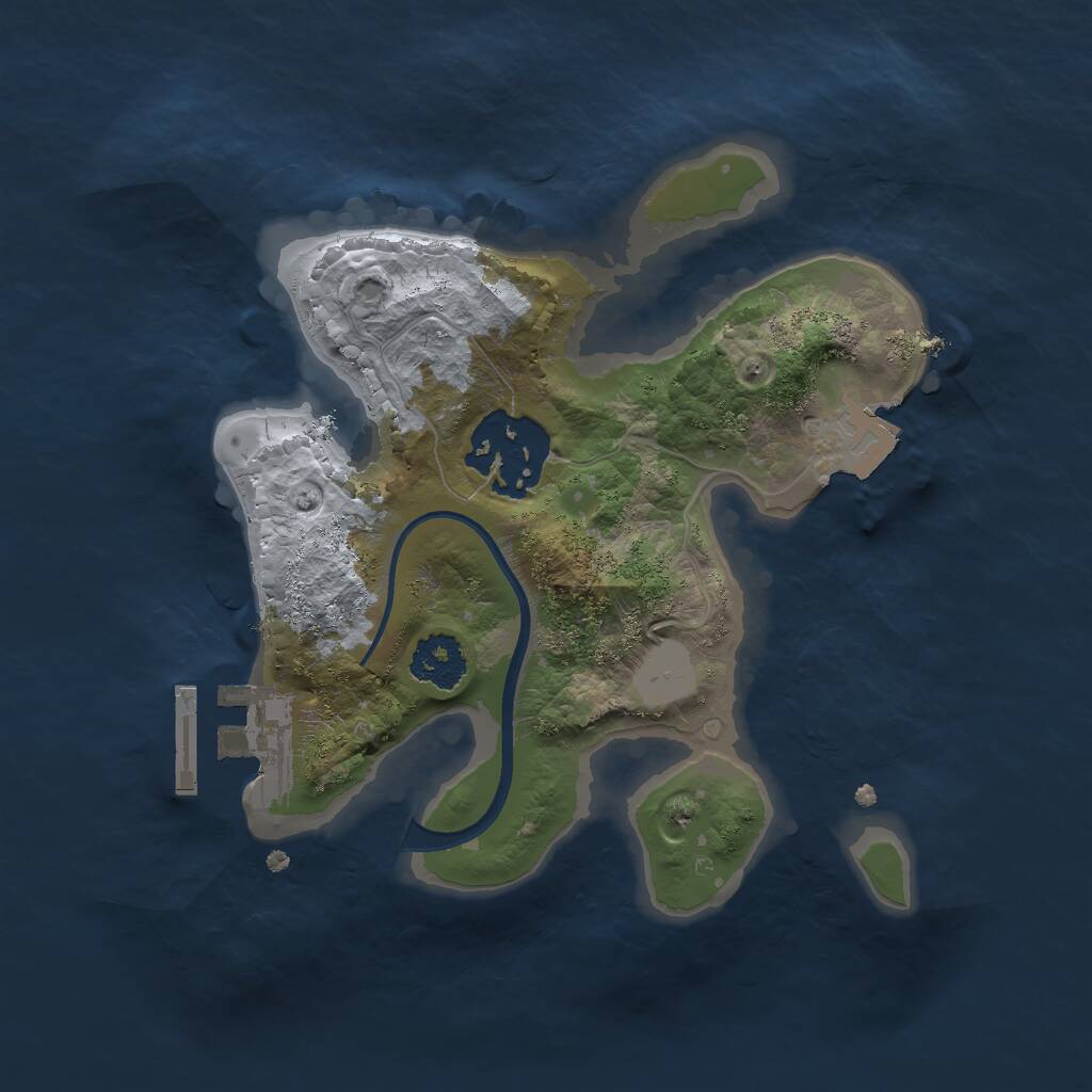 Rust Map: Procedural Map, Size: 2000, Seed: 2077, 3 Monuments
