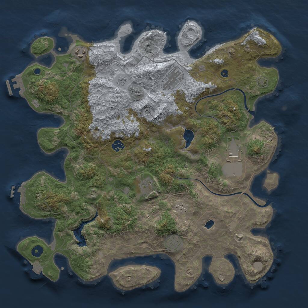 Rust Map: Procedural Map, Size: 4000, Seed: 343018466, 13 Monuments