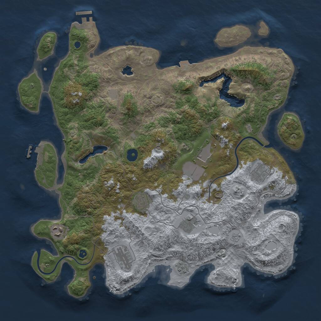 Rust Map: Procedural Map, Size: 4000, Seed: 781780722, 13 Monuments