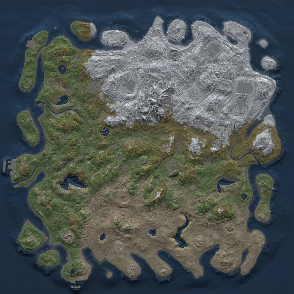 Rust Map: Procedural Map, Size: 5000, Seed: 2107718036, 16 Monuments