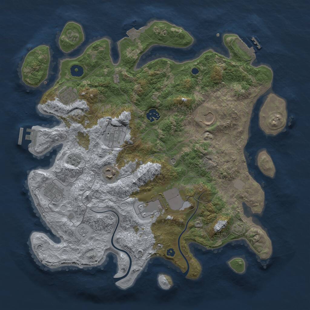 Rust Map: Procedural Map, Size: 3700, Seed: 1462951145, 14 Monuments