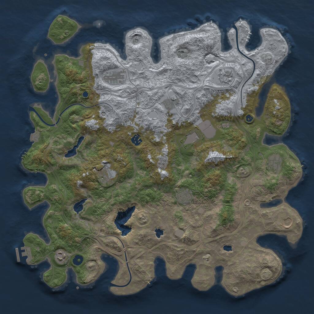 Rust Map: Procedural Map, Size: 4500, Seed: 1078088657, 16 Monuments
