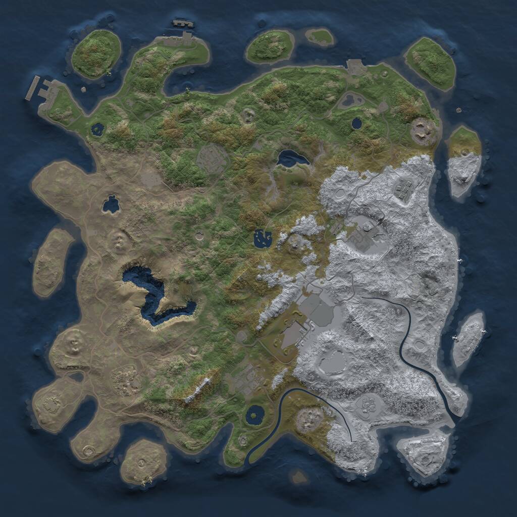 Rust Map: Procedural Map, Size: 4000, Seed: 1152603651, 14 Monuments