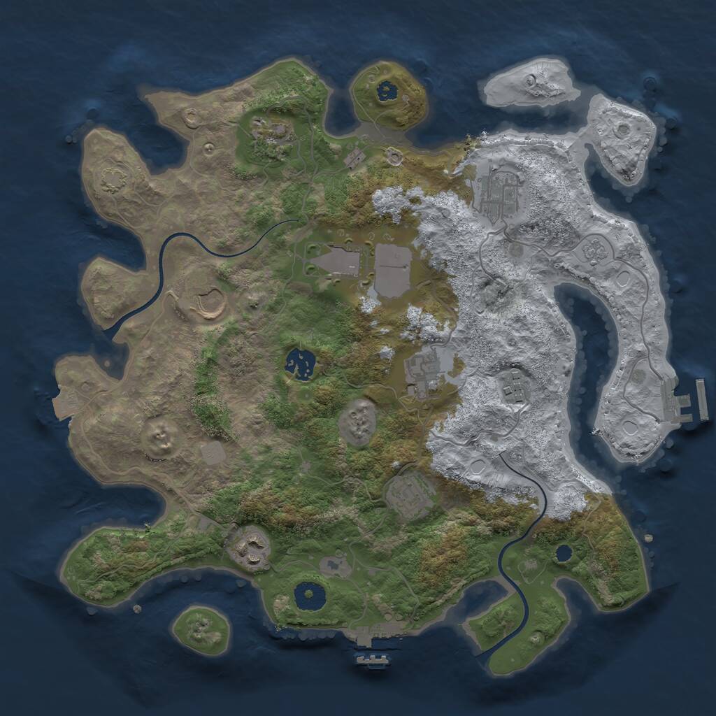 Rust Map: Procedural Map, Size: 3500, Seed: 3797090, 14 Monuments