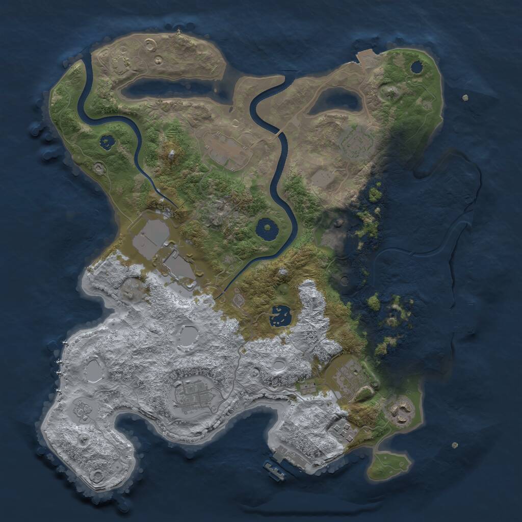 Rust Map: Procedural Map, Size: 3500, Seed: 1218856840, 15 Monuments