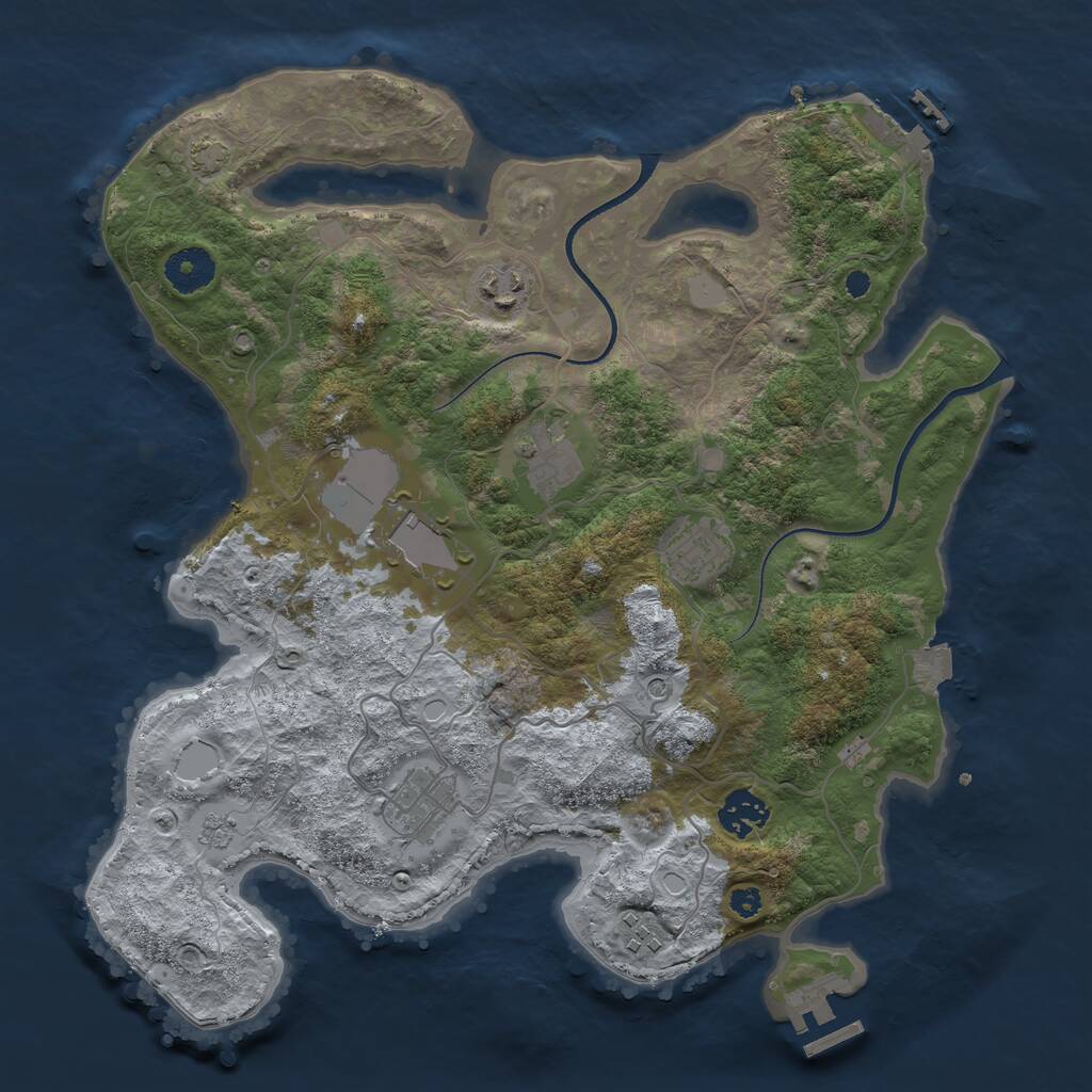 Rust Map: Procedural Map, Size: 3500, Seed: 1218856840, 13 Monuments
