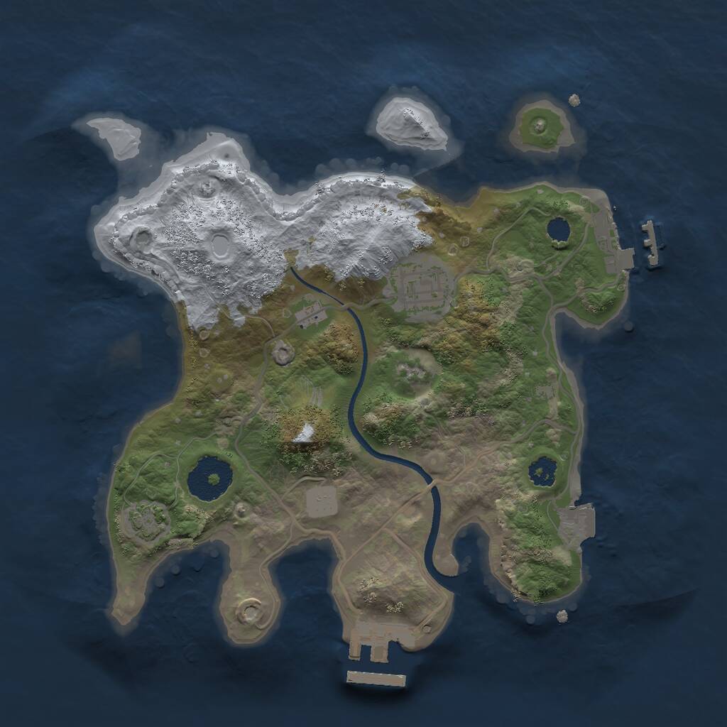 Rust Map: Procedural Map, Size: 2500, Seed: 24242424, 5 Monuments